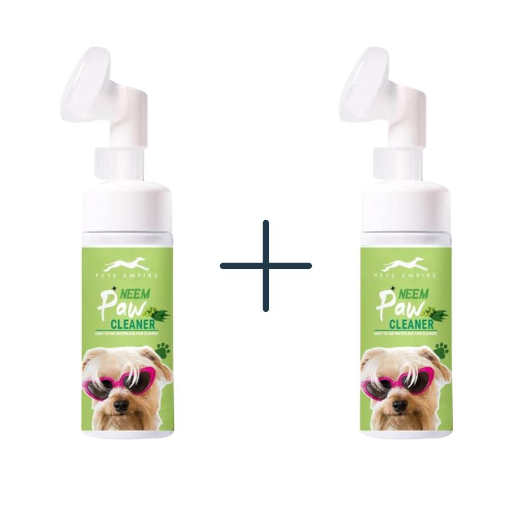 Set of 2 Neem Paw Cleaners for pets with attached silicone brush.